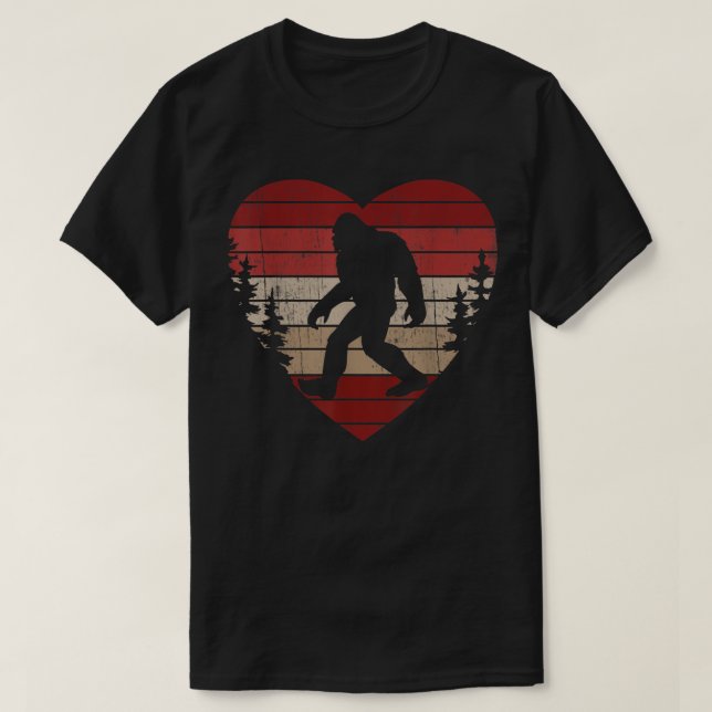 Camiseta Bigfoot Heart Valentine's Day Boys Girls Kids Love (Frente do Design)