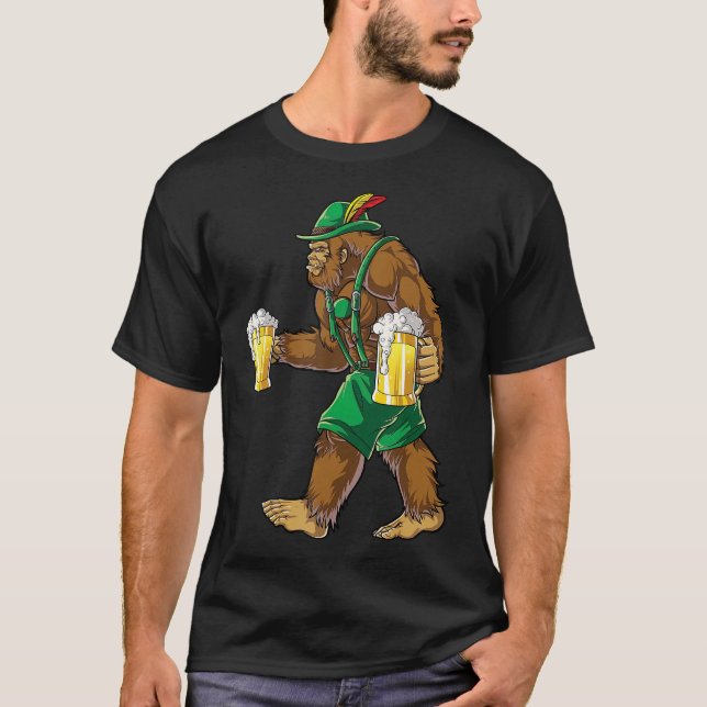 Camiseta Bigfoot Lederhosen Oktoberfest Men Prost Beer (Frente)