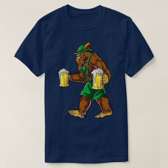 Camiseta Bigfoot Lederhosen T Shirt Oktoberfest Men Prost B (Frente do Design)