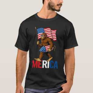 Camiseta Bigfoot Merica Fireworks American Flag Patriótico