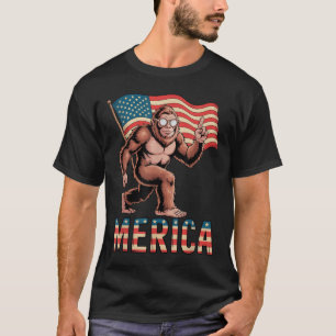 Camiseta Bigfoot Merica Rock American Flag Patriótico 4º