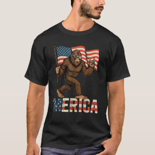 Camiseta Bigfoot Merica Rock Patriótico Americano Bandeira
