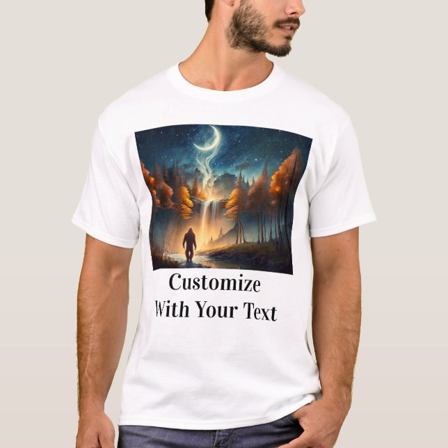 Camiseta Bigfoot Night Woods Stars Moon (Frente)