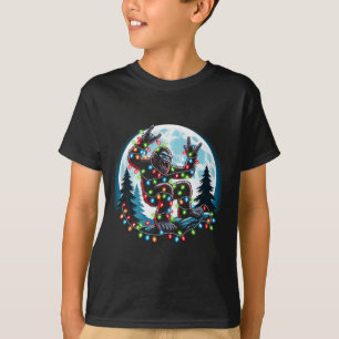Camiseta Bigfoot Papai noel Árvore de Natal Luz Engraçada X