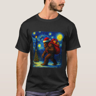 Camiseta Bigfoot Papai Noel Estrela Natalina Noite Sasquatc