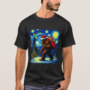 Camiseta Bigfoot Papai Noel Natal Noite Estrelada Sasquatch