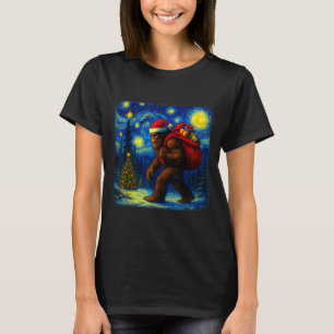 Camiseta Bigfoot Papai Noel Natal Noite Estrelada Sasquatch