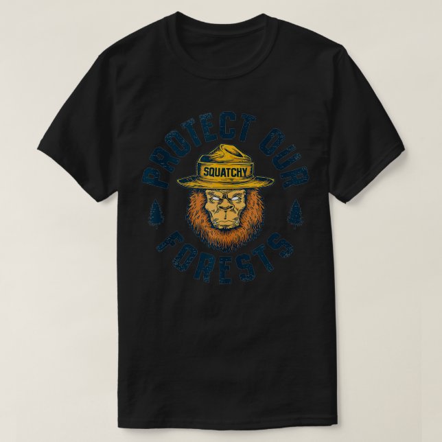 Camiseta Bigfoot Protect Our Forests National Park Retro Sa (Frente do Design)