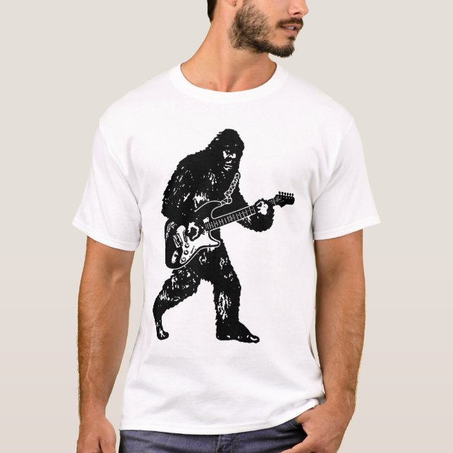 Camiseta Bigfoot que joga a guitarra elétrica Sasquatch V (Frente)