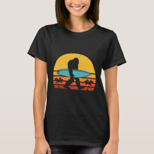 Camiseta Bigfoot Retro Surfando , Surfista Sasquatch Tropic