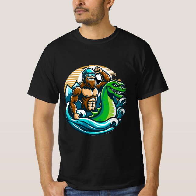 Camiseta Bigfoot Riding Nessie (Frente)