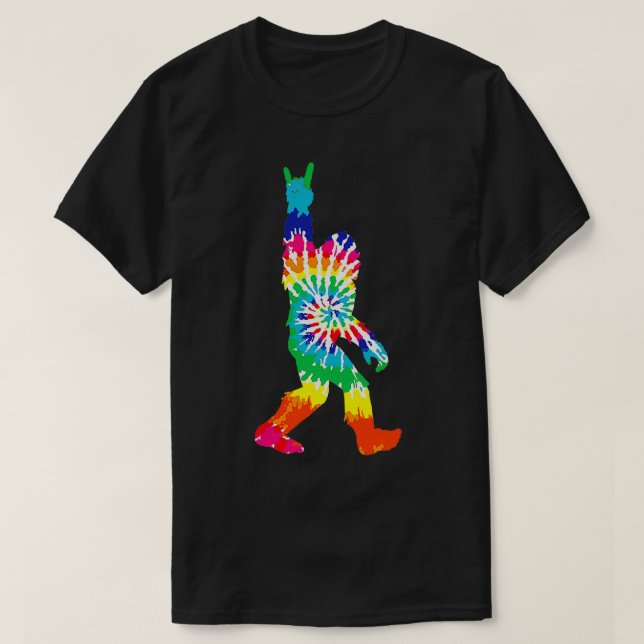 Camiseta Bigfoot Rock and Roll Tie Dye Sasquatch Trust (Frente do Design)