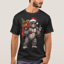 Camiseta Bigfoot Santa Rock On Funny Christmas Sasquatch