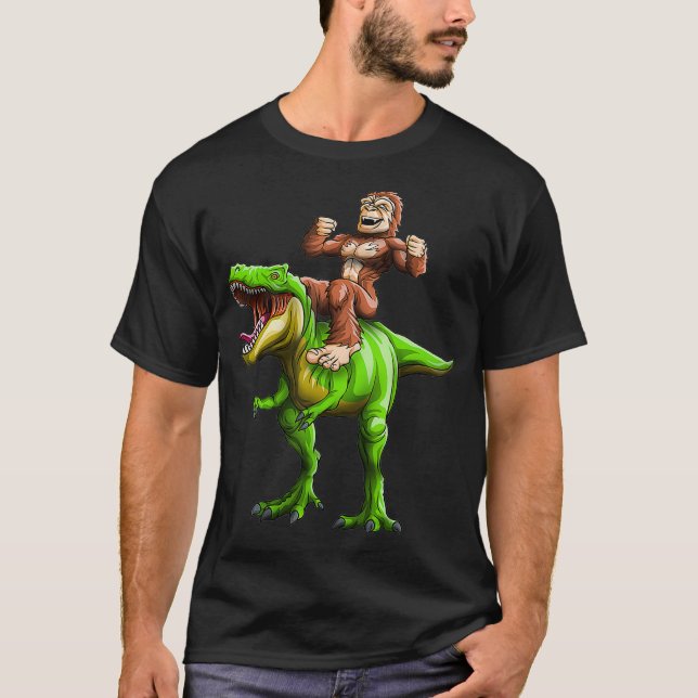 Camiseta Bigfoot Sasquatch Andando Dinossauro Funny T-Rex (Frente)