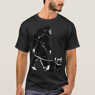 Camiseta Bigfoot Sasquatch Andando Pug para Cachorros Amant