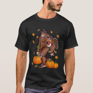 Camiseta Bigfoot Sasquatch Turkey Pumpkin Feliz Graças