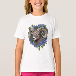 Camiseta Bighorn Sheep And Blue Colorado Columbine Flowers