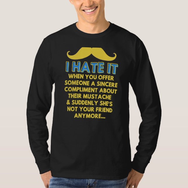 Camiseta bigode complementa Piadas de humor facial com cabe (Frente)