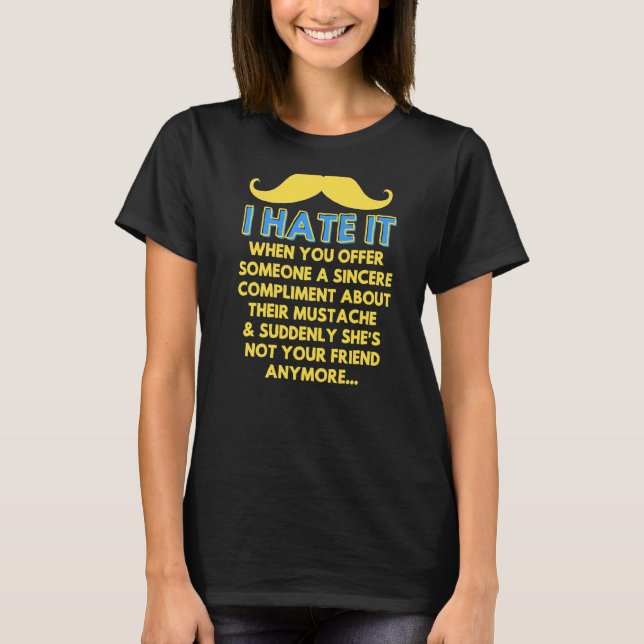 Camiseta bigode complementa Piadas de humor facial com cabe (Frente)