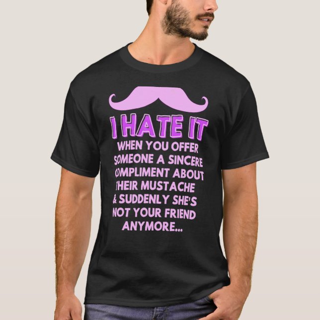 Camiseta bigode complementa Piadas de humor facial com cabe (Frente)