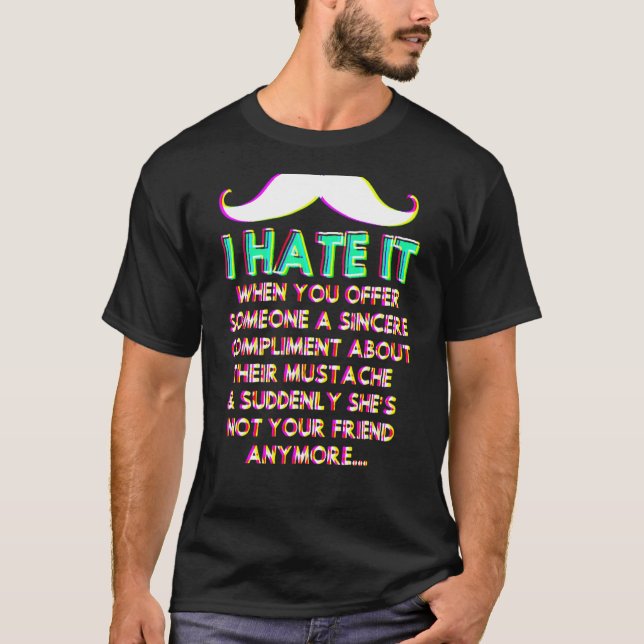 Camiseta bigode complementa Piadas de humor facial com cabe (Frente)