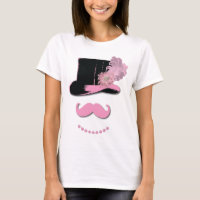 bigode cor-de-rosa, chapéu superior, penas e flor