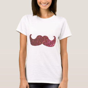 Camiseta Bigode cor-de-rosa de Bling (gráfico do brilho do