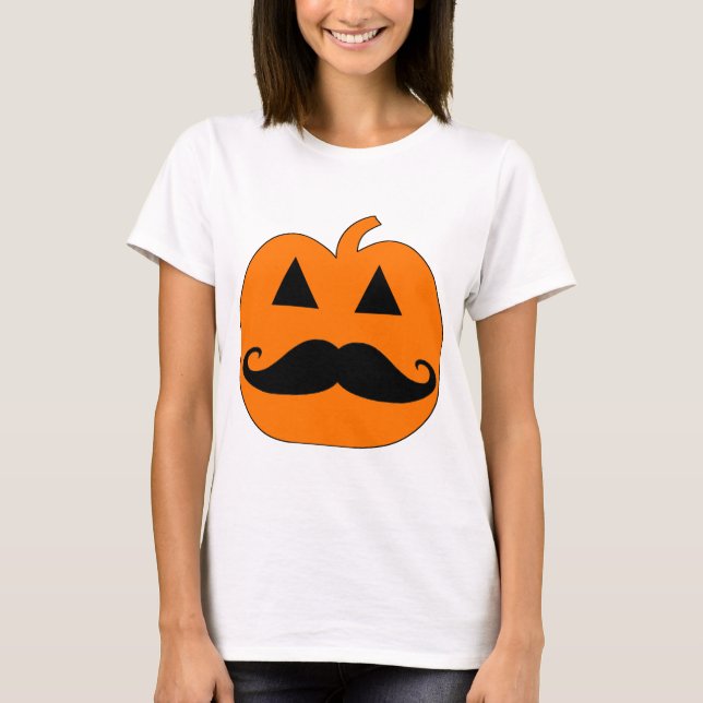 Camiseta Bigode da lanterna de Jack o (Frente)