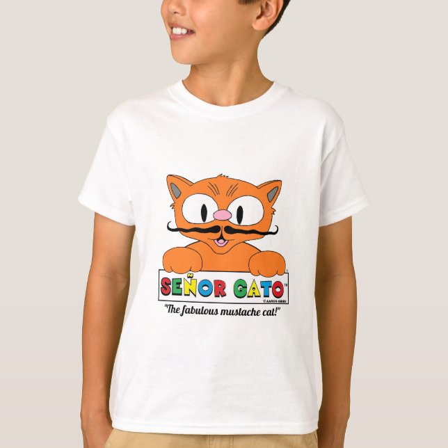 Camiseta Bigode De Desenho Animado Gato Fofo Humorístico (Frente)