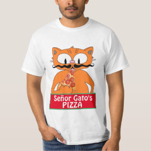 Camiseta Bigode de Guidão de Pizza do Senhor Gato Gato
