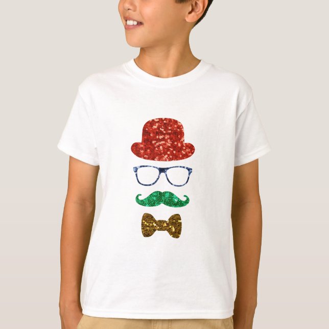 Camiseta bigode de hipster de natal (Frente)