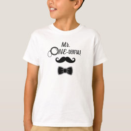 Camiseta bigode e gravata-borboleta Mr. ONE-derful no 1º an