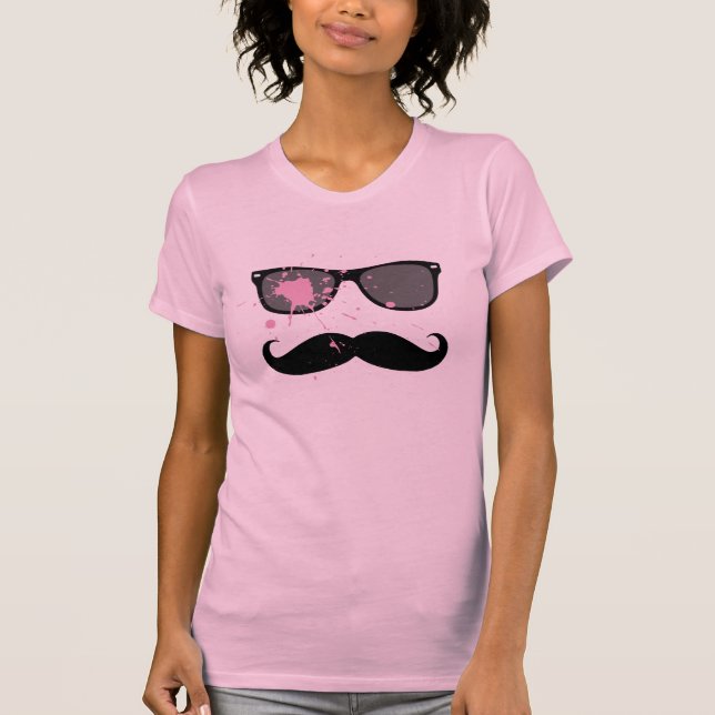 Camiseta Bigode e óculos de sol engraçados (Frente)