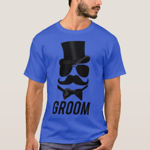 Camiseta Bigode engraçado do noivo Chapéu alto Gravata borb