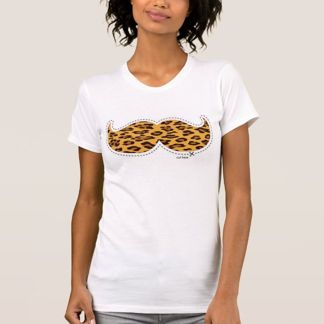 Camiseta bigode feminino do leopardo (Frente)