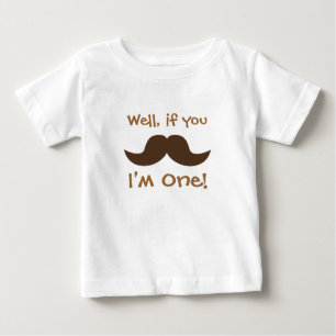 Camiseta Bigode Fofo, Sou Um, Primeiro Aniversário