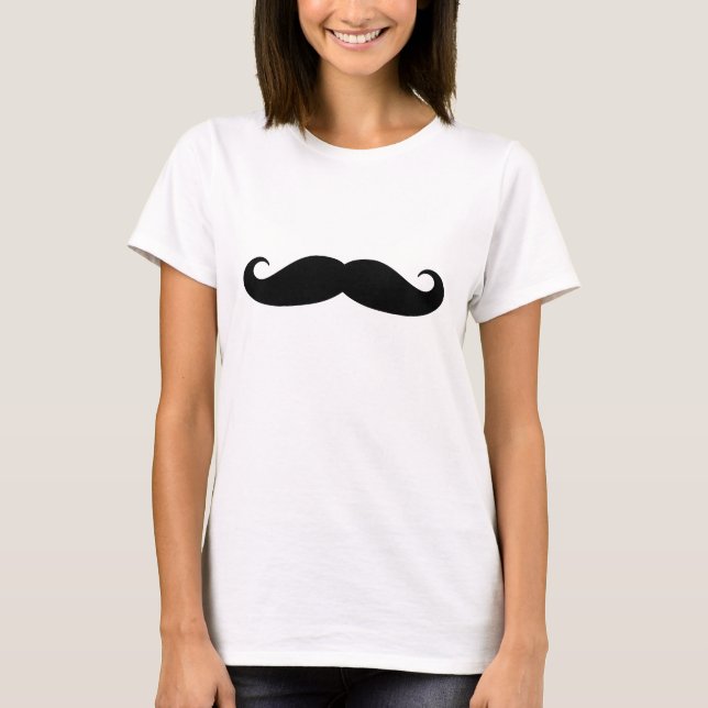 Camiseta Bigode preto engraçado para mulheres (Frente)