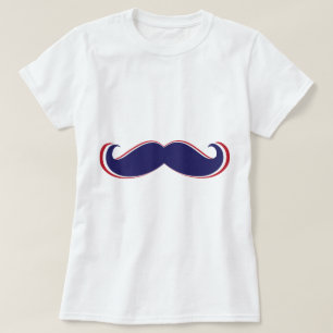 Camiseta Bigode - vermelho, branco e azul