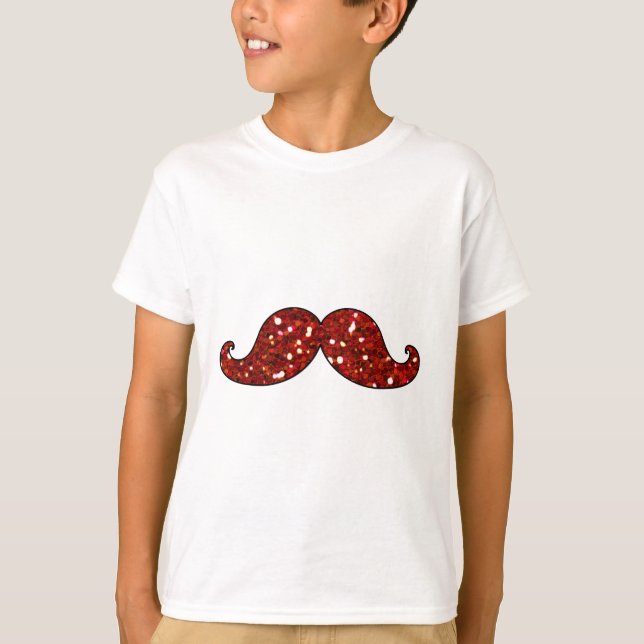 CAMISETA BIGODE VERMELHO ENGRAÇADO BRILHO IMPRESSO (Frente)