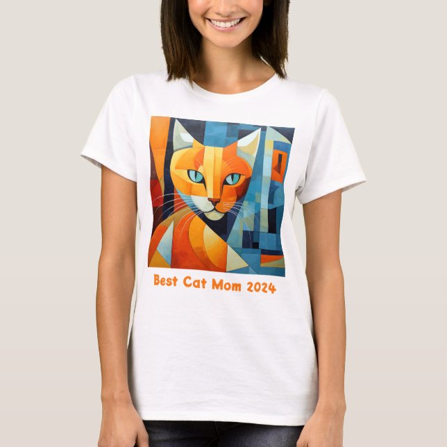 Camiseta Bigodes Abstratos: Melhor Mãe de Gato (Frente)