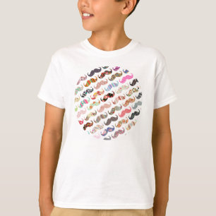 Camiseta Bigodes coloridos femininos engraçados dos padrõ