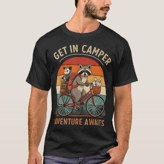 Camiseta Bike Camping Raccoon Opossum Get In Camper Adventu
