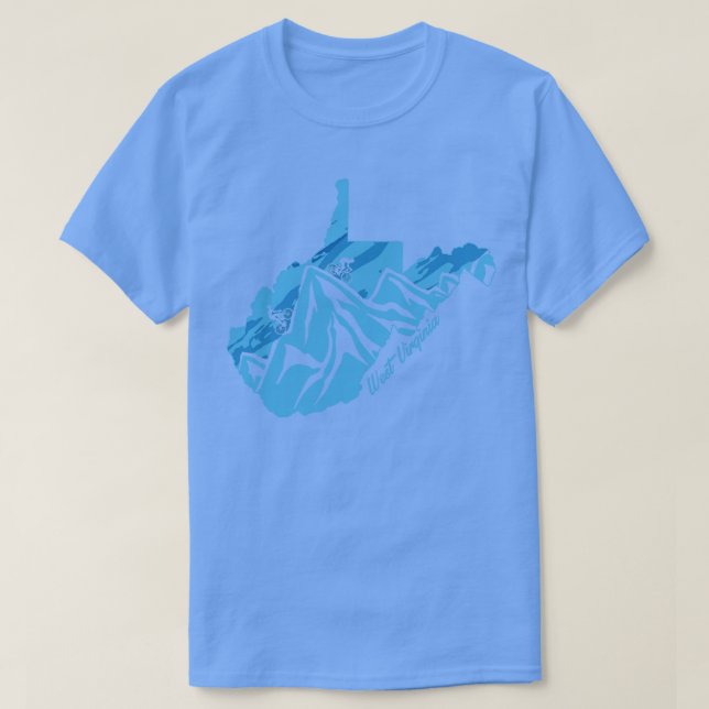 Camiseta Bike West Virginia State Outline Blues Mountain Bi (Frente do Design)