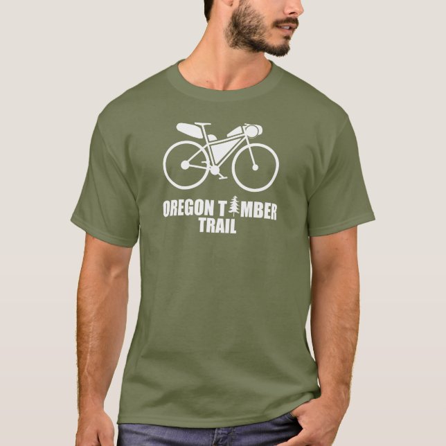 Camiseta Bikepacking de trilha de madeira do Oregon (Frente)