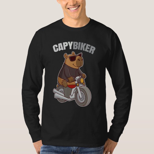 Camiseta Biker Capybara - Funny Capybiker (Frente)