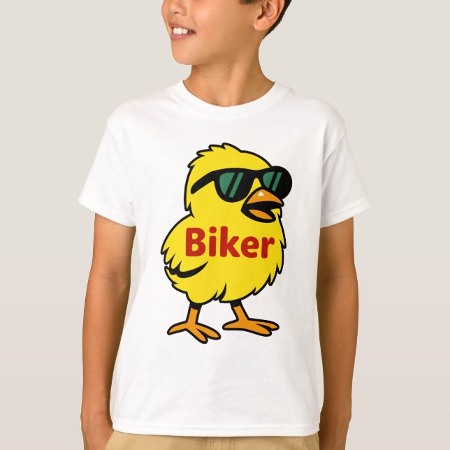 Camiseta Biker do Pintinho de motocicleta (Frente)