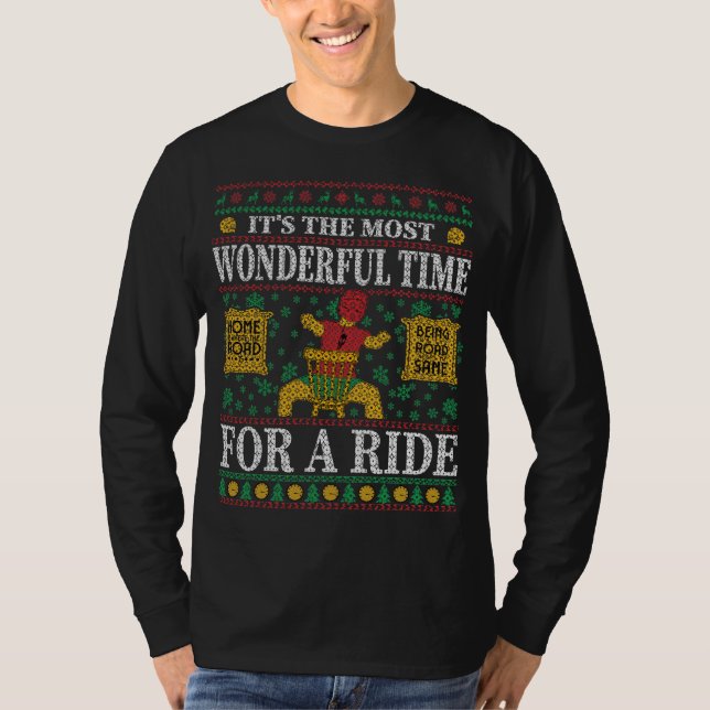 CAMISETA BIKER FUNNY CHRISTMAS UGLY SWEATER  (Frente)