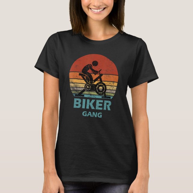 Camiseta Biker Gang Spin Say Gyout Workout Classe (Frente)
