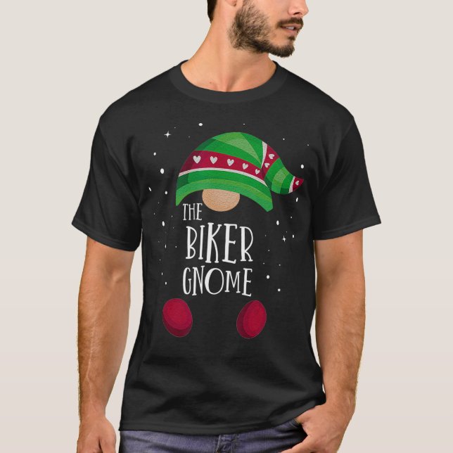 Camiseta Biker Gnome Matching Christmas PJs Family Pajamas  (Frente)