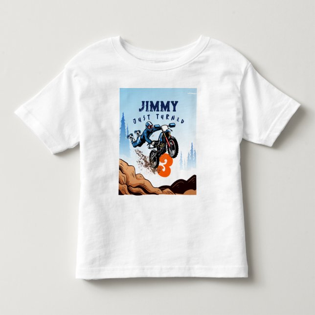 Camiseta Biker Kid Dirt Stunt Bike Aniversário (Frente)
